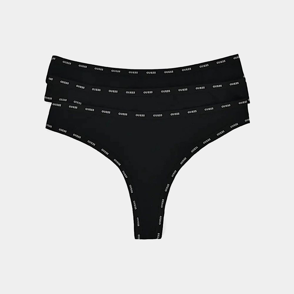 Majtki damskie Czarne stringi - 3PACK/ Women's panties BLACK Guess - 3PACK