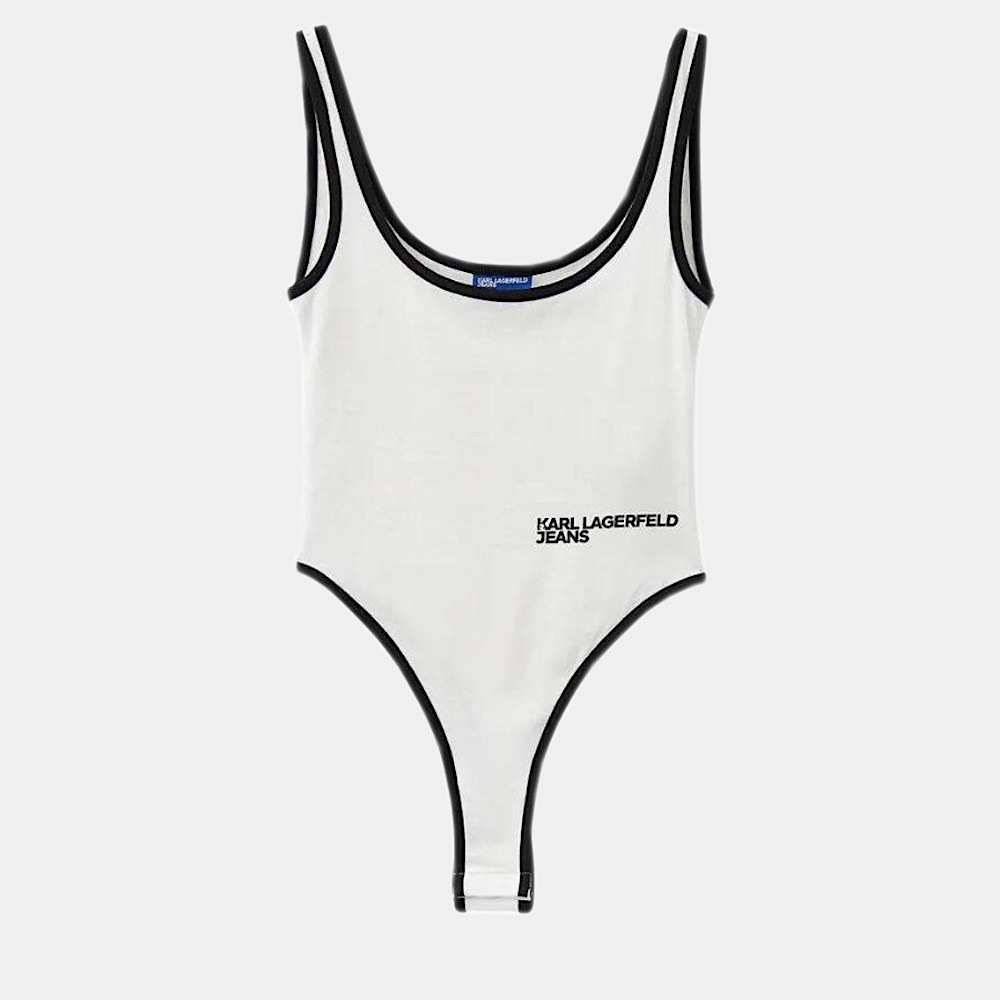 Karl Lagerfeld Jeans TOP Women's White / Białe Body Damskie Karl Lagerfeld